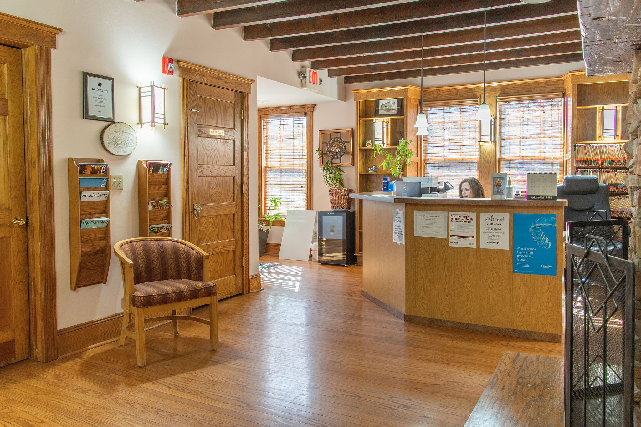 The warm reception area of Dr. Kreitman's office